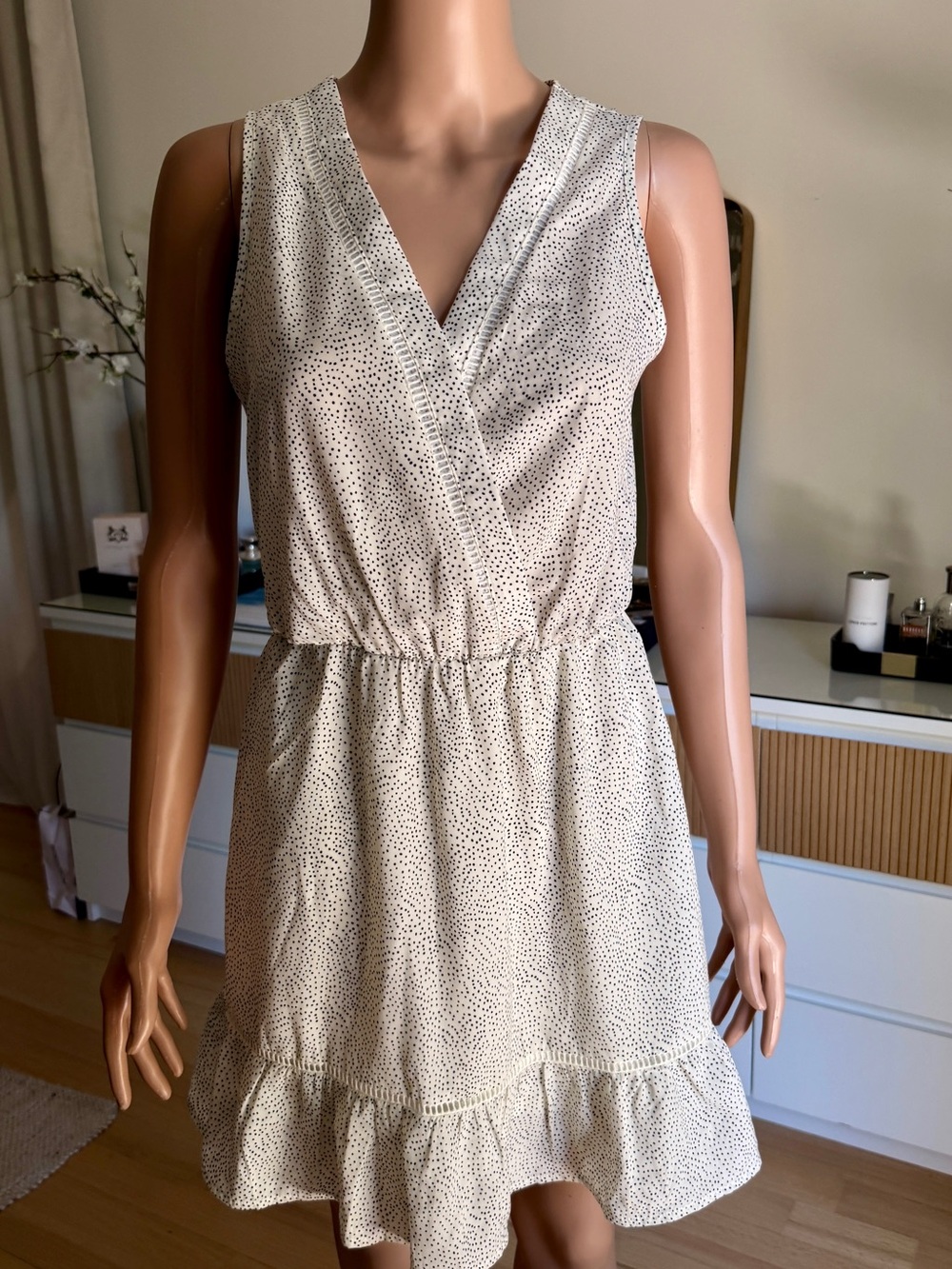 Sienna Sky Cream Mini Dress with Black Dot Print